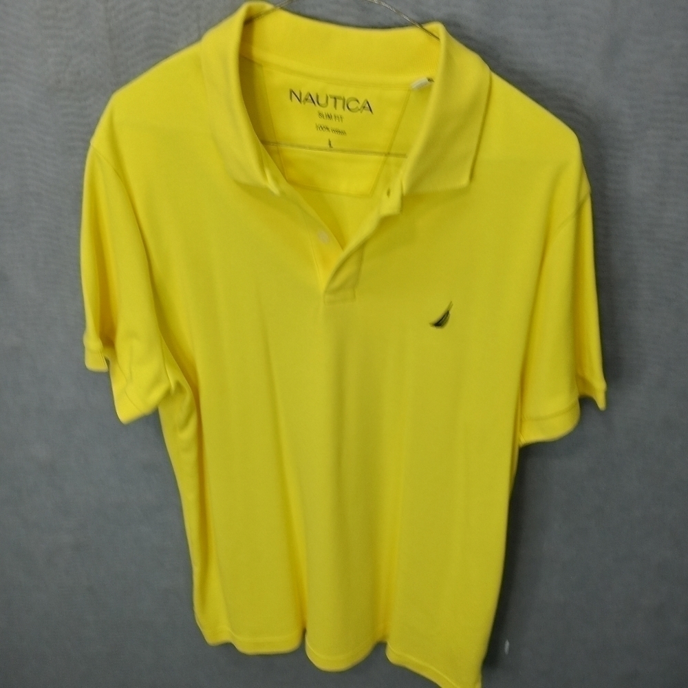 NAUTICA men's yellow cotton short sleeve polo shir